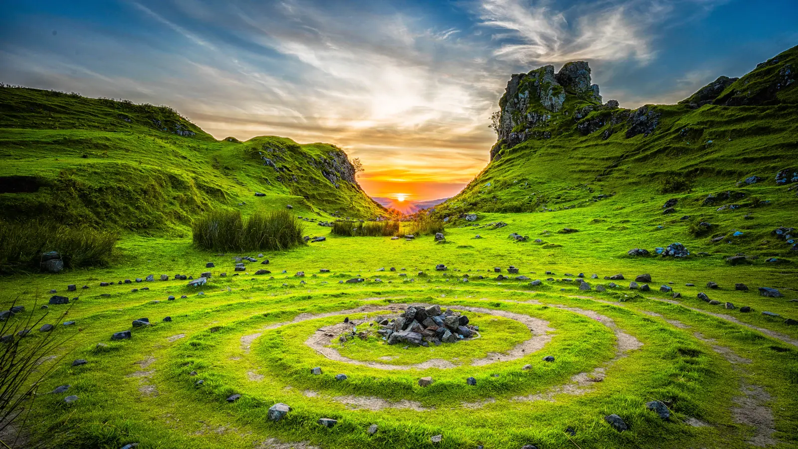 Green fields and karst hills around Guilin in spring